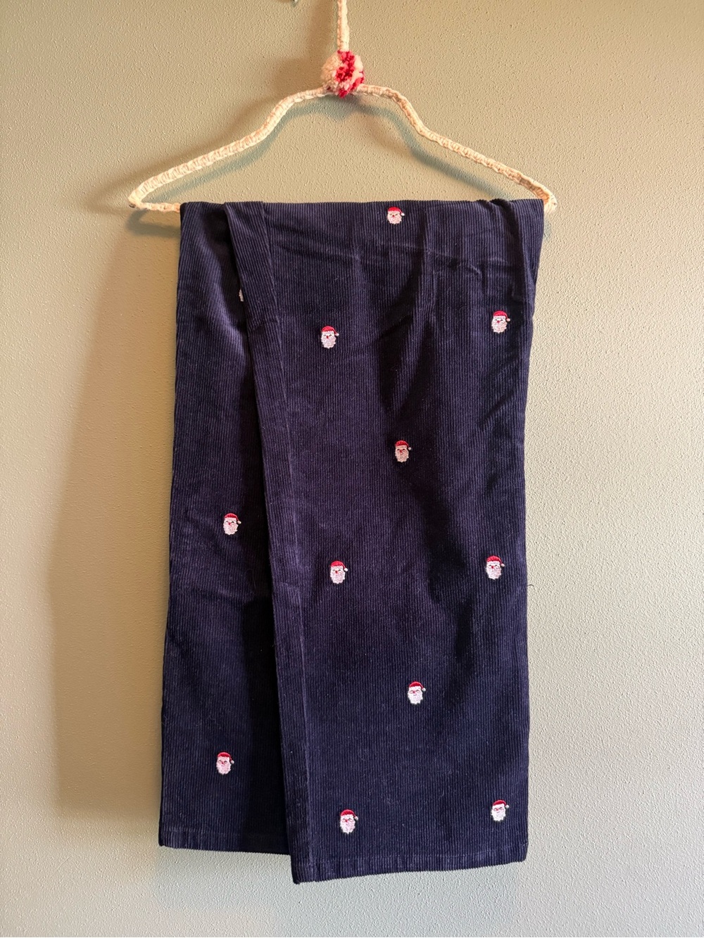 Kiel James Patrick Comfy Camper Navy Corduroy Pants Santa Embroidery Mens 38x30